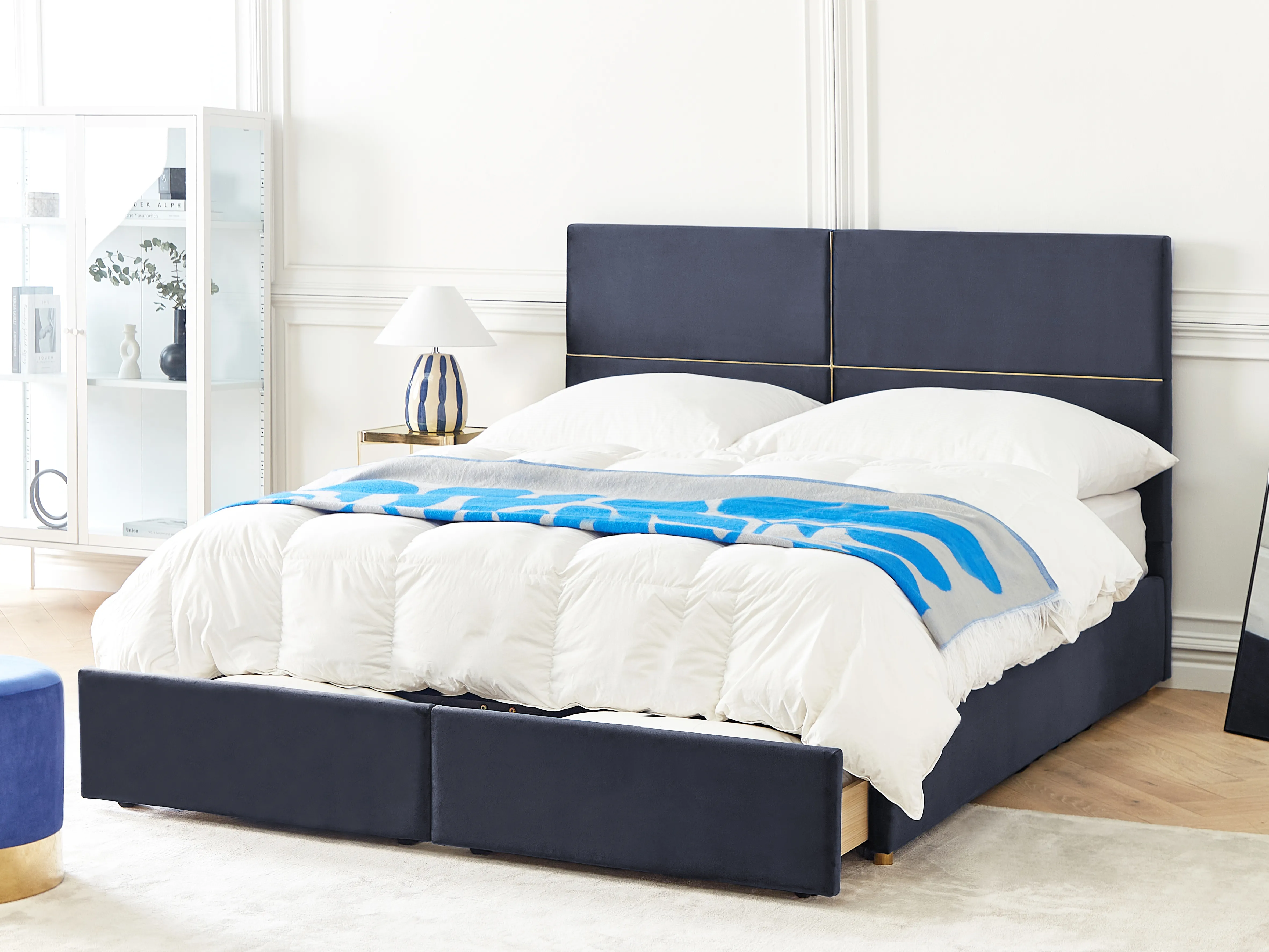 Bed met opbergruimte Fluweel VERNOYES 180 x 200 cm Zwart