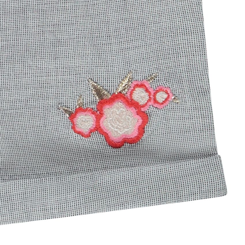 Short à mini carreaux et broderie fleurs pour bébé fille - Bleu marine