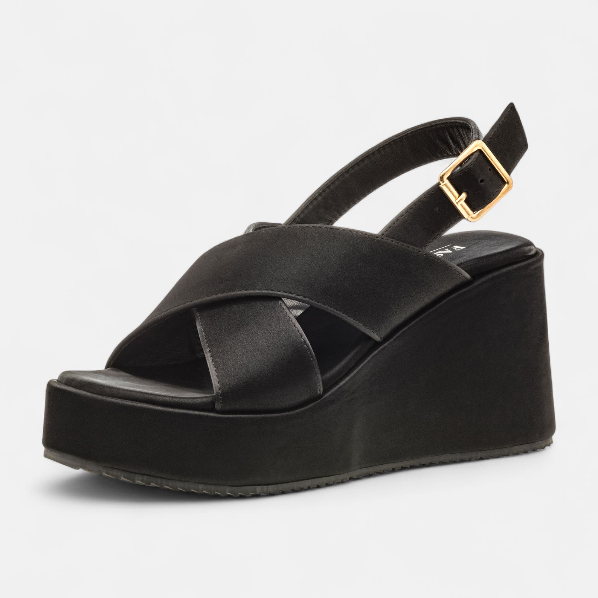Nu-pieds à talon compensé Femme noir