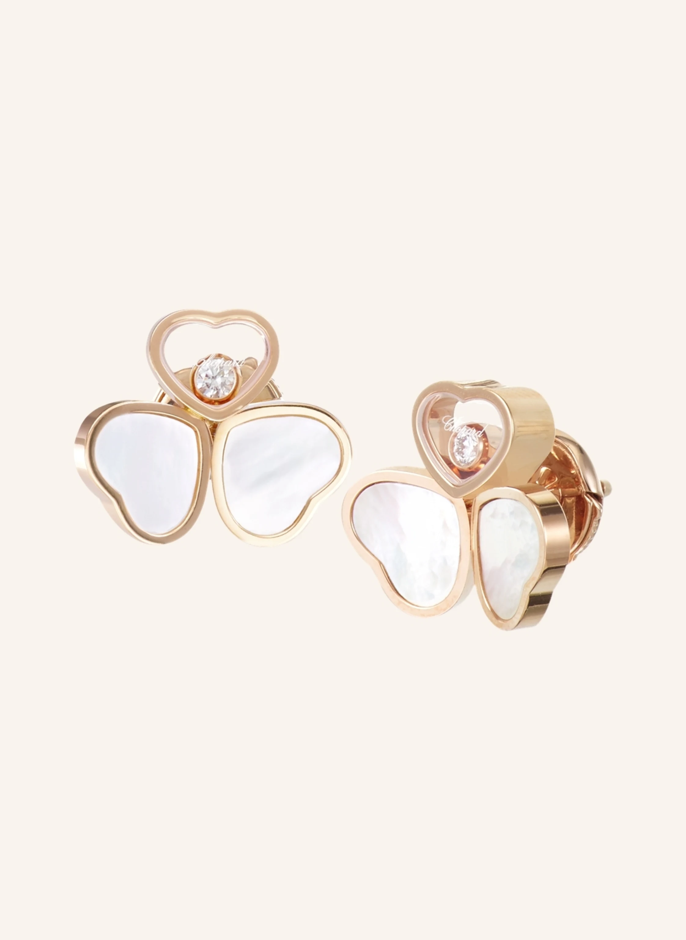 Chopard Ohrring HAPPY HEARTS WINGS Ohrringe aus 18 Karat Roségold, Diamanten und Perlmutt