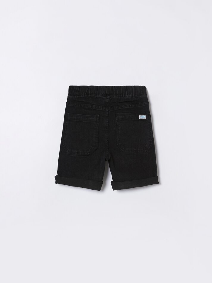 Shorts de moletom jeans - Preto