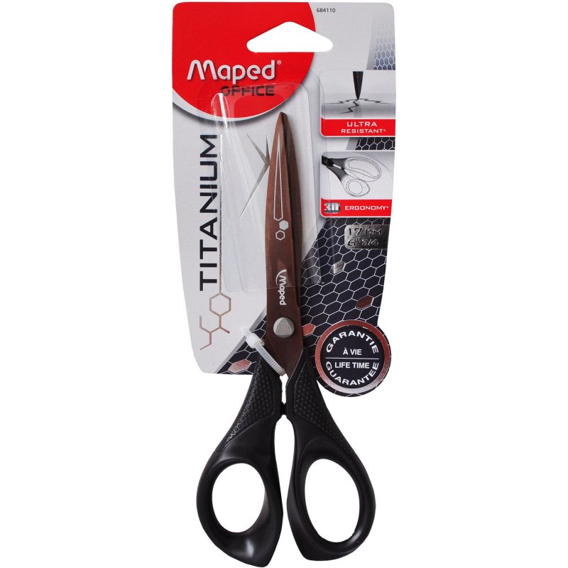 Ciseaux droitiers bouts pointus Maped Expert TITANIUM 17 cm