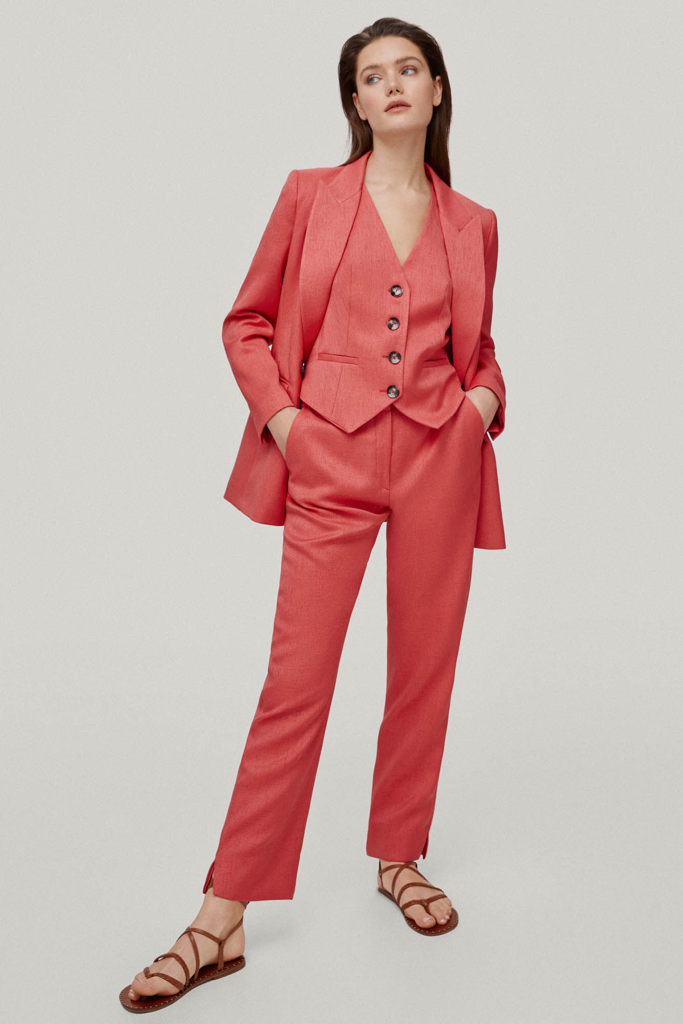 Chaleco botones - Coral
