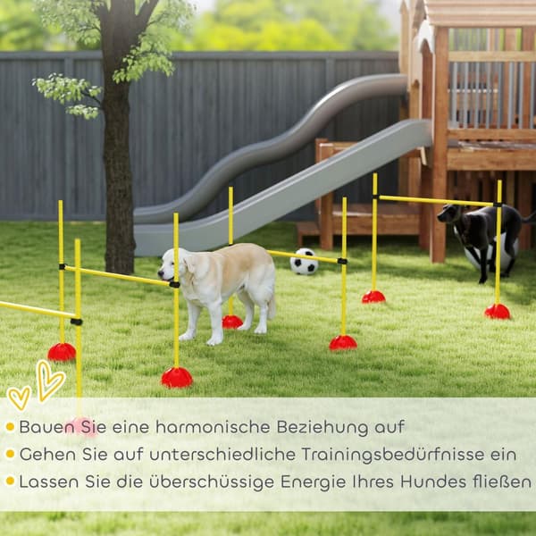 Agility Set Dogs 5-delers fyllbart Agility-utstyr for hundetrening Hekkesett med høydejusterbare hekker Bæreveske Treningstilbehør Koordinasjonstrenin