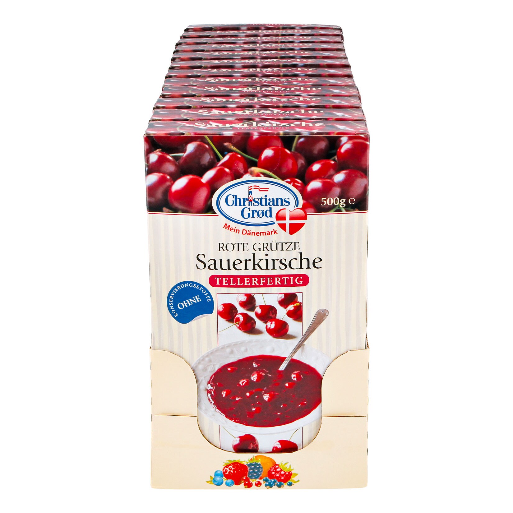 Christians Grod Rote Grütze Sauerkirsch 500 g, 12er Pack
