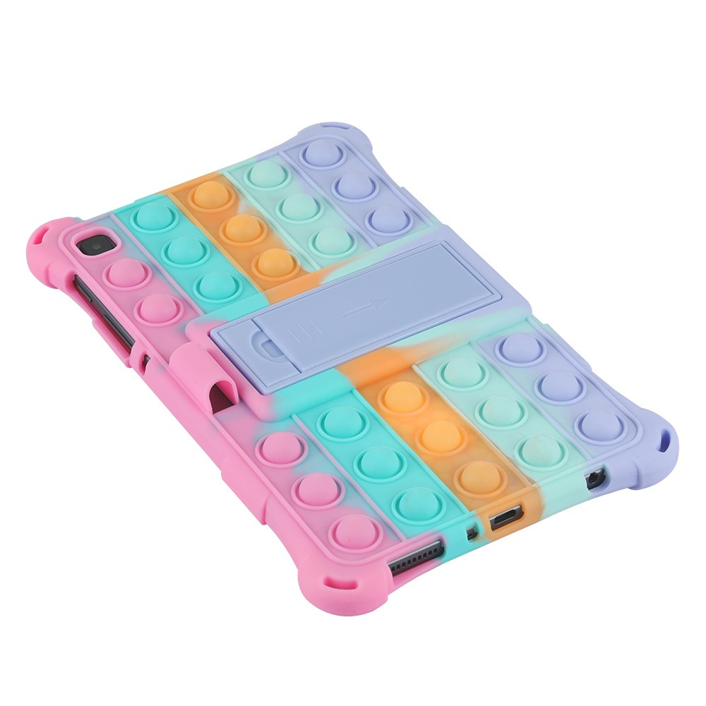 2in1 Samsung Galaxy Tab A7 Lite Silikon Bubbles Case Anti Stress Pop It Fidget Rückseite   Kickstand - Pink