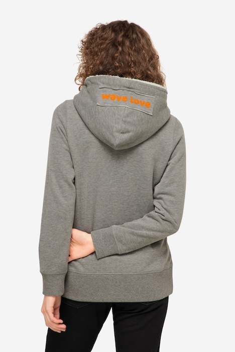 Hoodie-Jacke, Sweat, Kapuze innen aus Teddy, Langarm, aus recyceltem Polyester