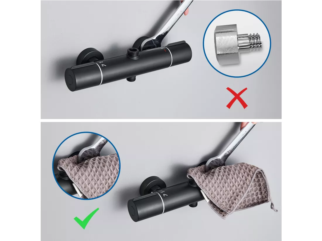AURALUM MAX Colonne de Douche Noir avec Mitigeur Thermostatique,Mitigeur Douche avec Tête de Douche,Pommeau à Main 3 Jets,Hauteur Réglable 840-1210mm