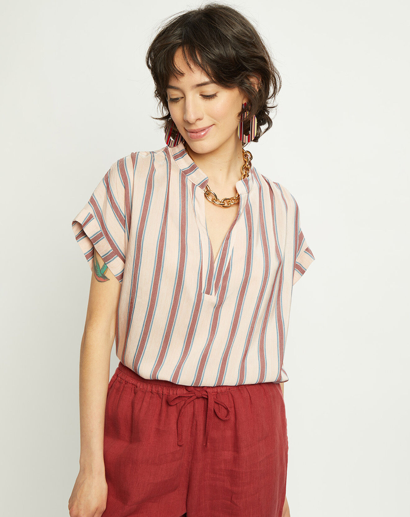 Harris Wilson Top Daeli rayé rose