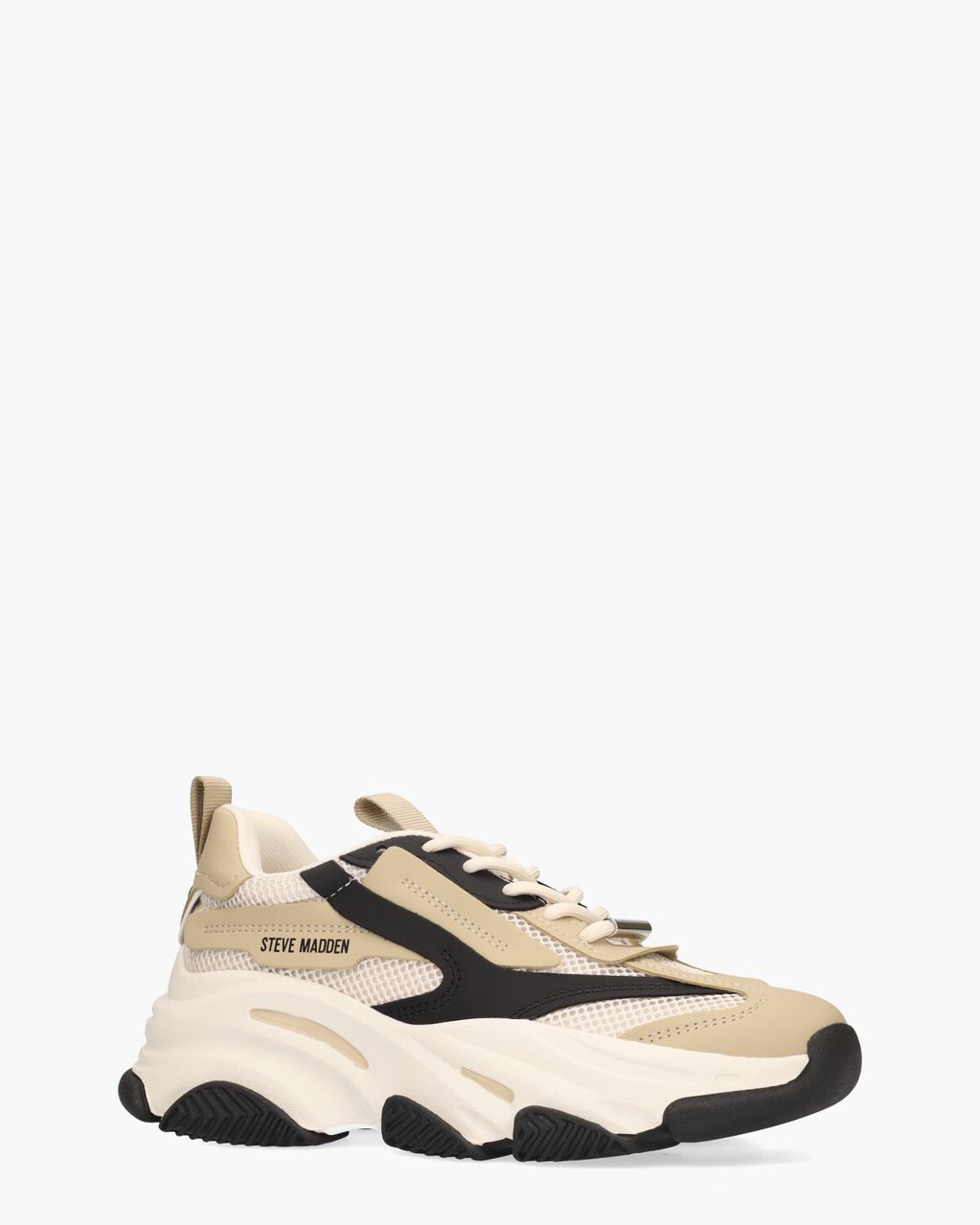 Steve Madden Possession-E Wit/Zwart/Beige Damessneakers