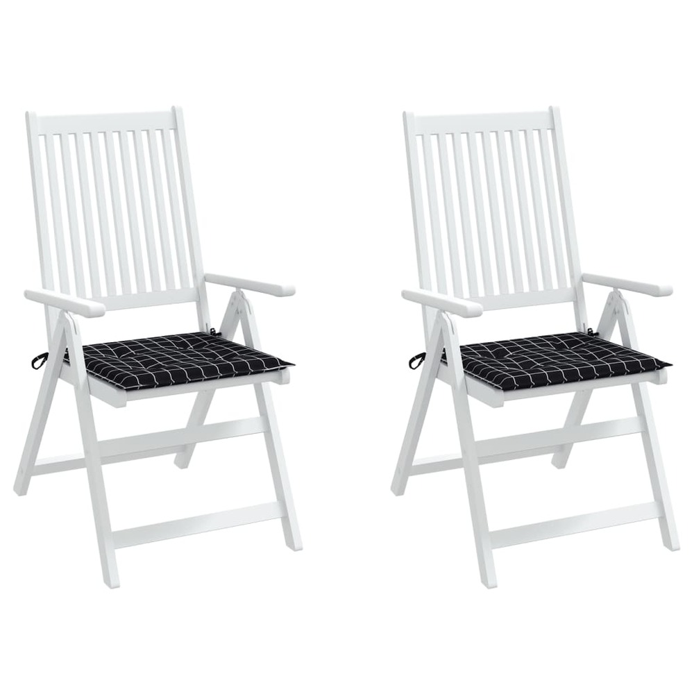 Coussins de chaise de jardin lot de 2 motif à carreaux noir