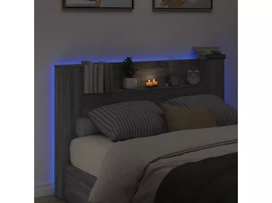 Armoire tête de lit avec LED sonoma gris 160x16,5x103,5 cm