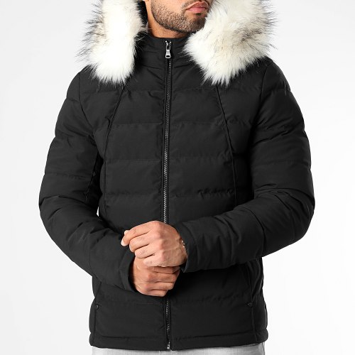 Doudoune Racer Premium Avec Fourrure Blanche 0063 Noir
