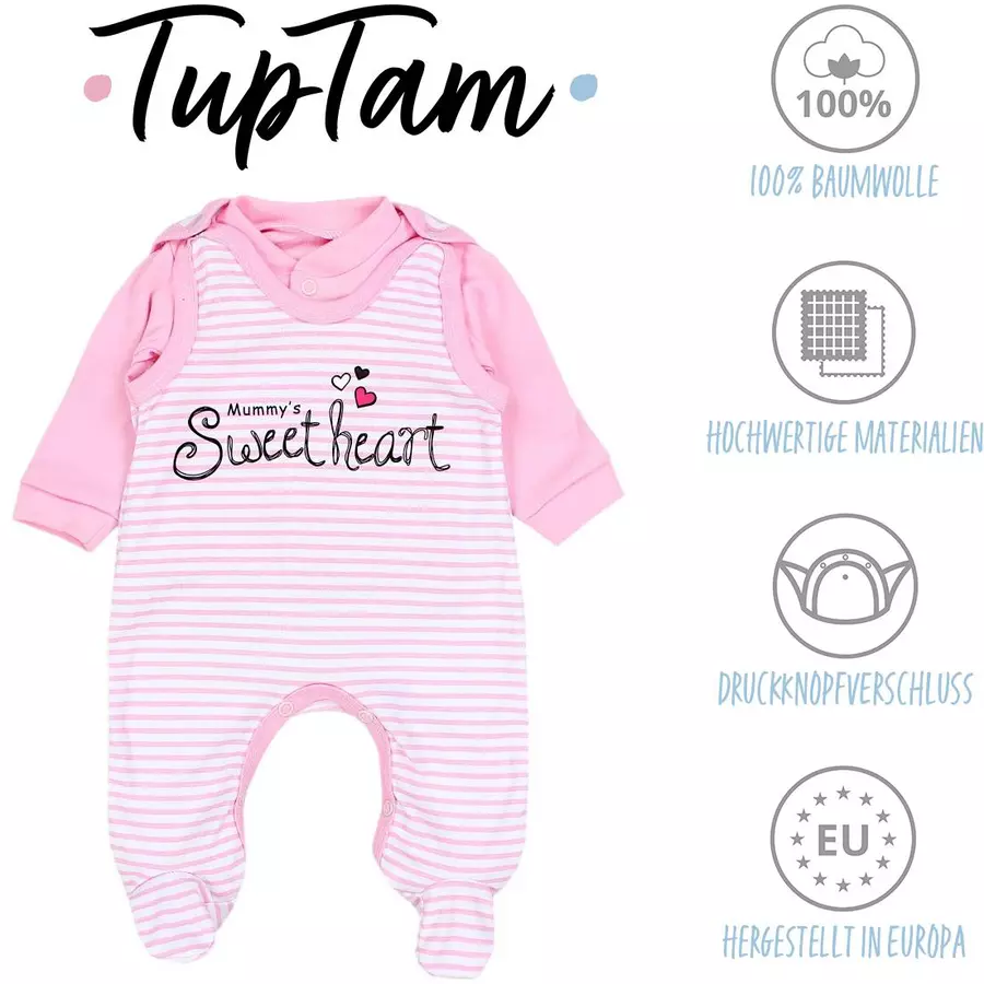 TupTam Baby Unisex Strampler-Set mit Aufdruck Spruch 2-tlg rosaweiß