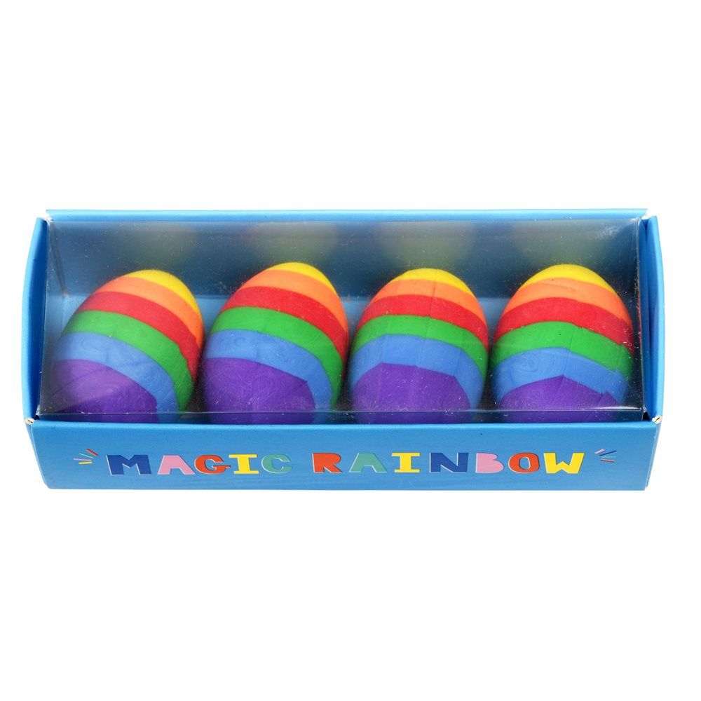 Lot de 4 gommes œufs arc en ciel Rex London
