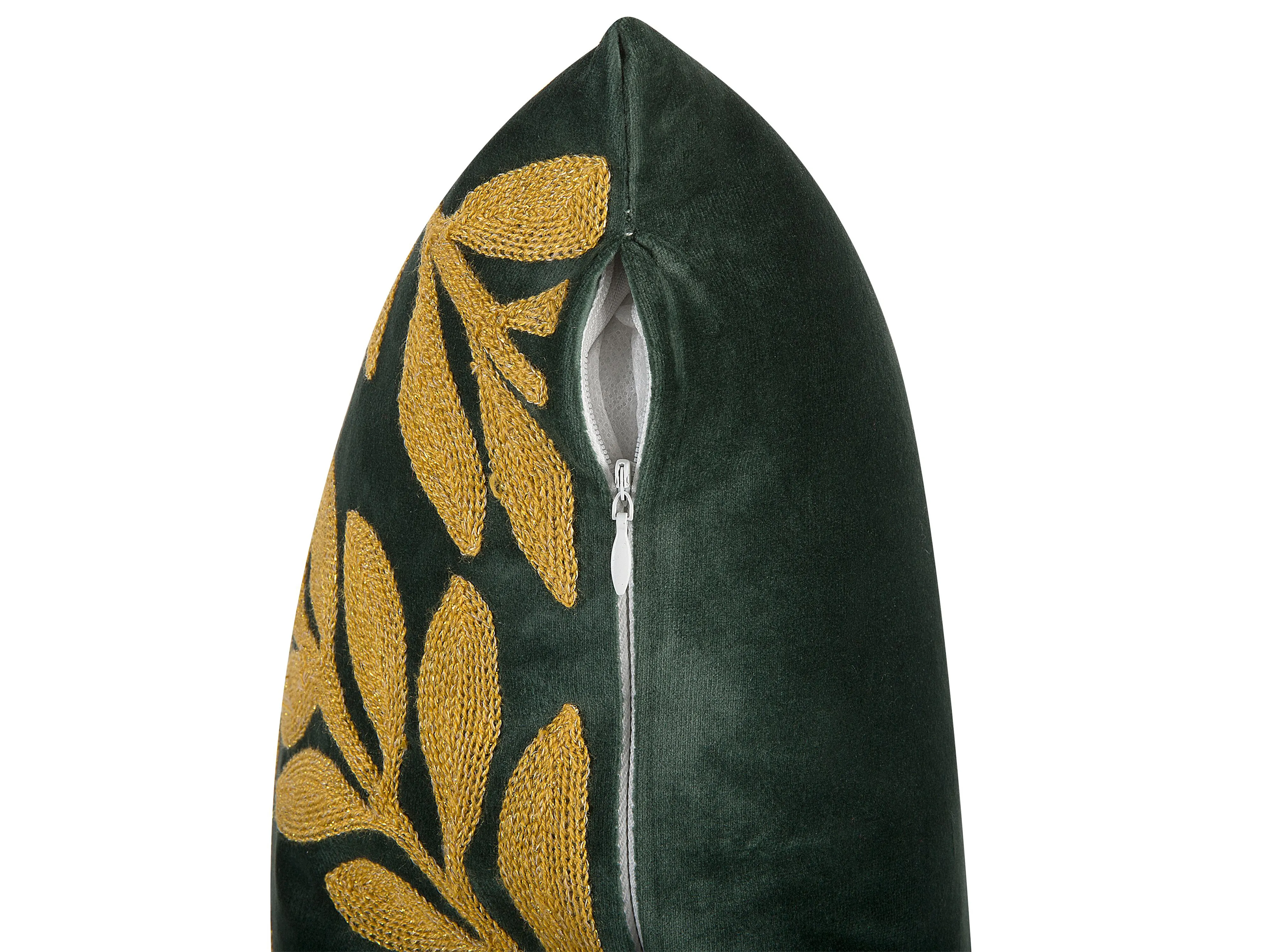 Set van 2 sierkussens MISTLETOE Fluweel 45 x 45 cm Groen Goud bladpatroon