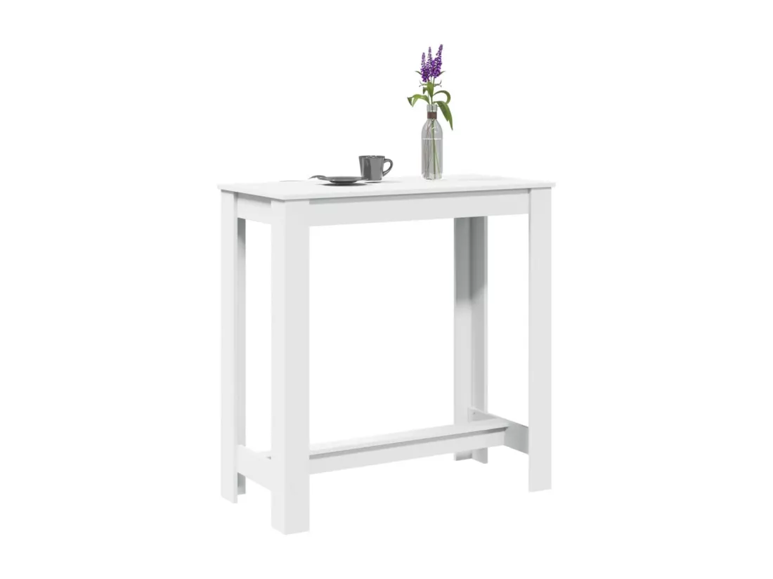 Table de bar blanc 102x50x103,5 cm bois d'ingénierie