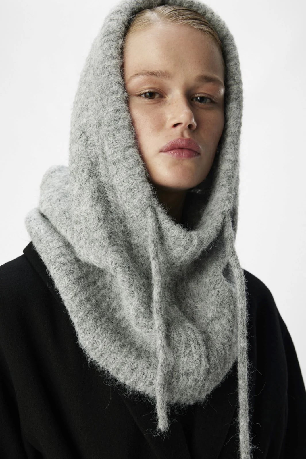 Object Objmilu Cable Knit Balaclava 4668596 light grey melange