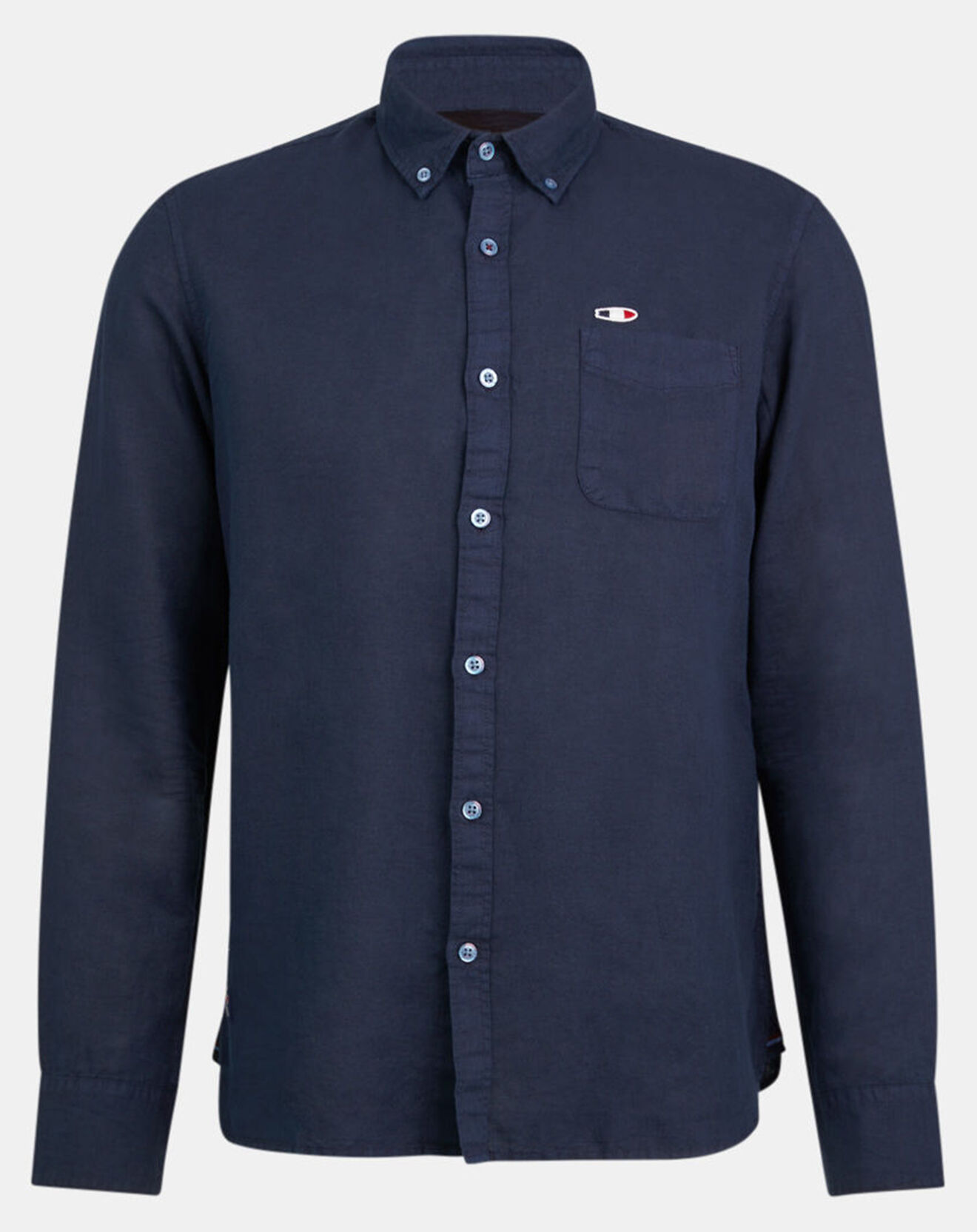 Oxbow Chemise droite en Lin & Coton Crikin bleu marine