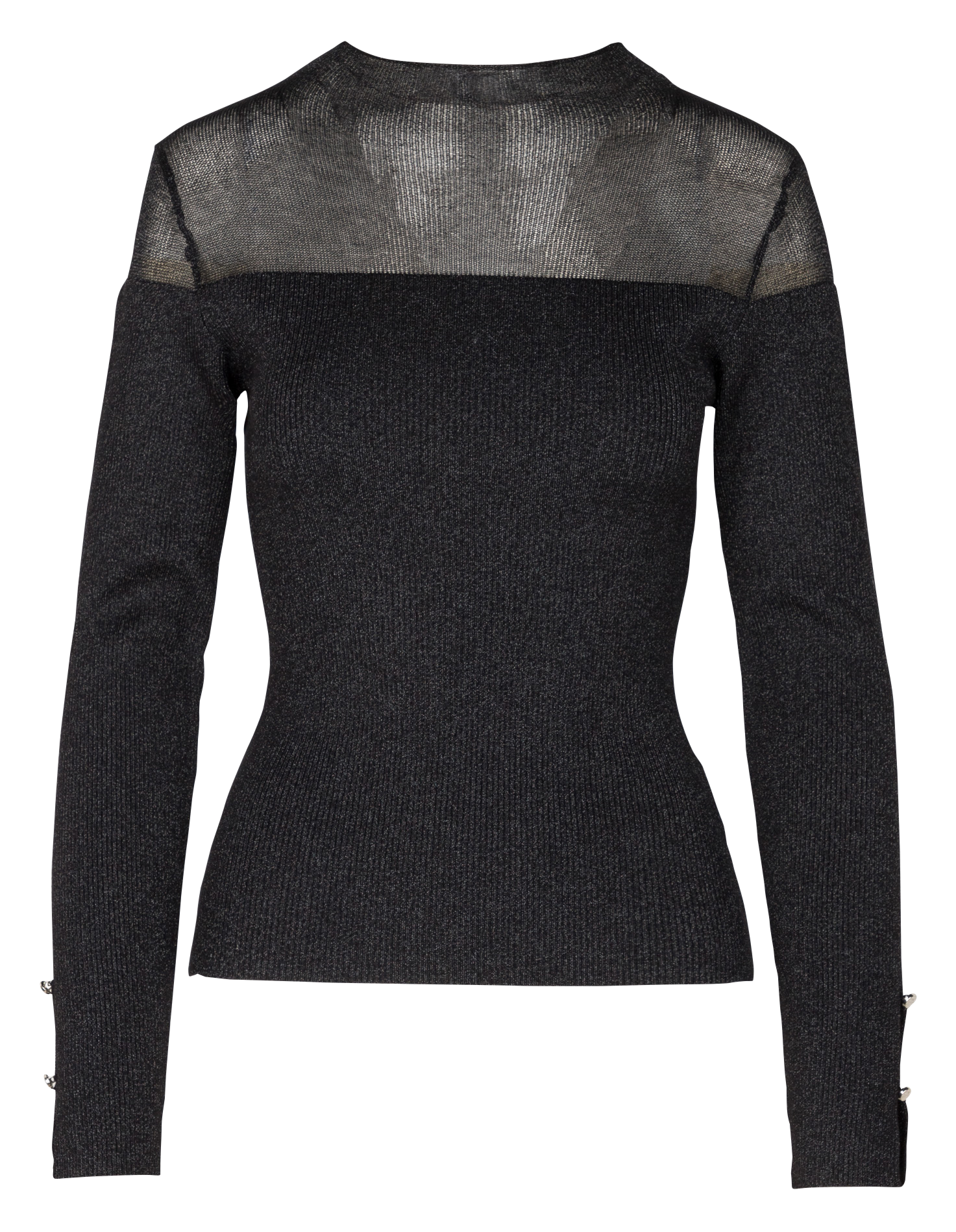 MIBIS - Pull col montant semi-transparent | Noir