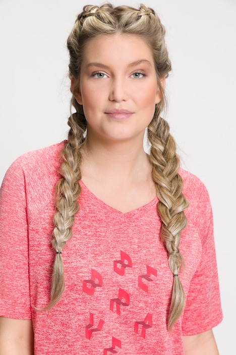 T-Shirt, Statement, Slim, V-Ausschnitt, Halbarm