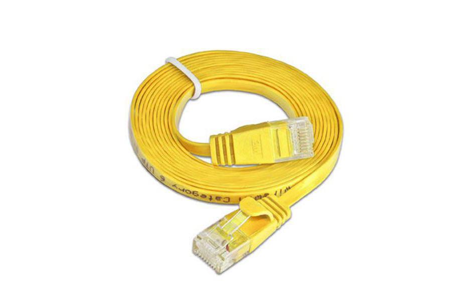 Slimpatchkabel RJ-45 - RJ-45, Cat 6, UTP, 5 m, GelbUnscreened/Unshielded Twisted-Pair-Kabel (UTP) mit Klinkenschutz