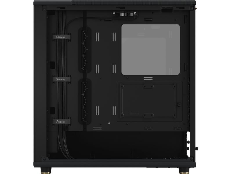 Fractal Design PC-Gehäuse North TG Schwarz Elegantes Gehäuse mit Seitenfenster und offener Front aus echtem Walnussholz