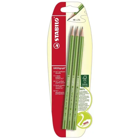 Umweltfreundlicher Bleistift - STABILO GREENgraph - Härtegrad HB - 3er Pack