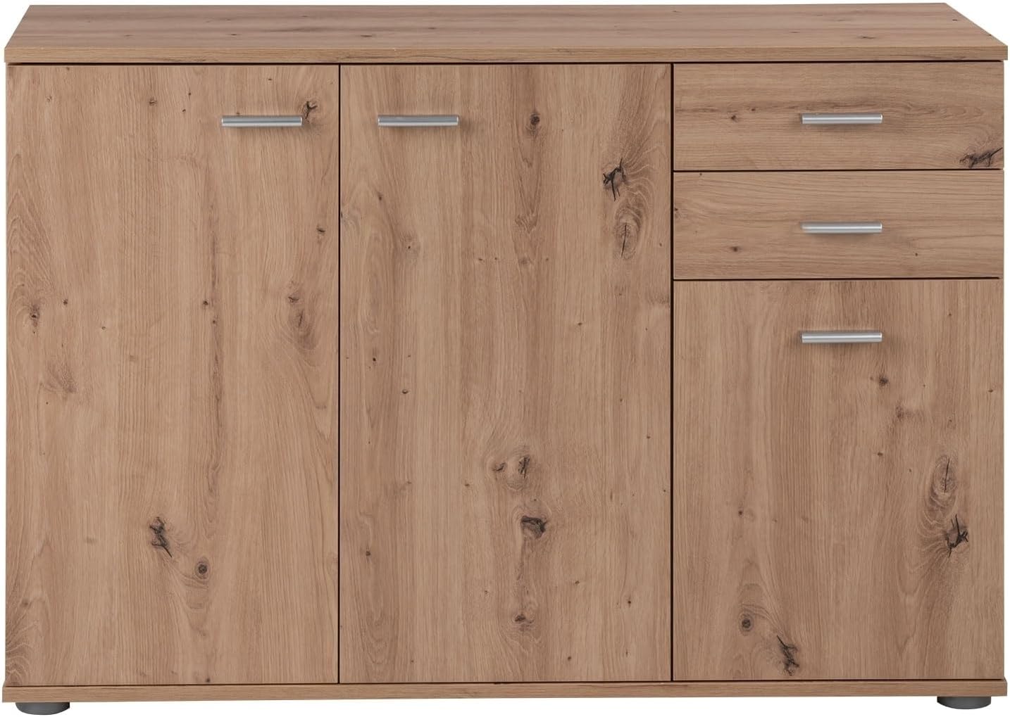 Kommode mit 3 Türen und 2 Schubladen - Artisan Eiche Dekor - 106 cm breit - Sideboard Mehrzweckschrank