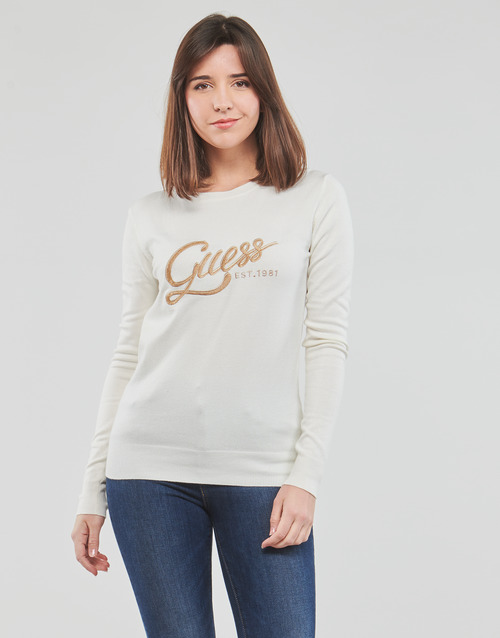 Guess - LS EDIE RN TONAL LOGO SWTR - Blanc / Doré