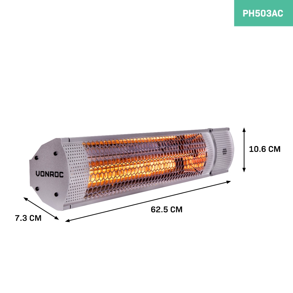 VONROC Marsili 2000 watt heater met afstandsbediening