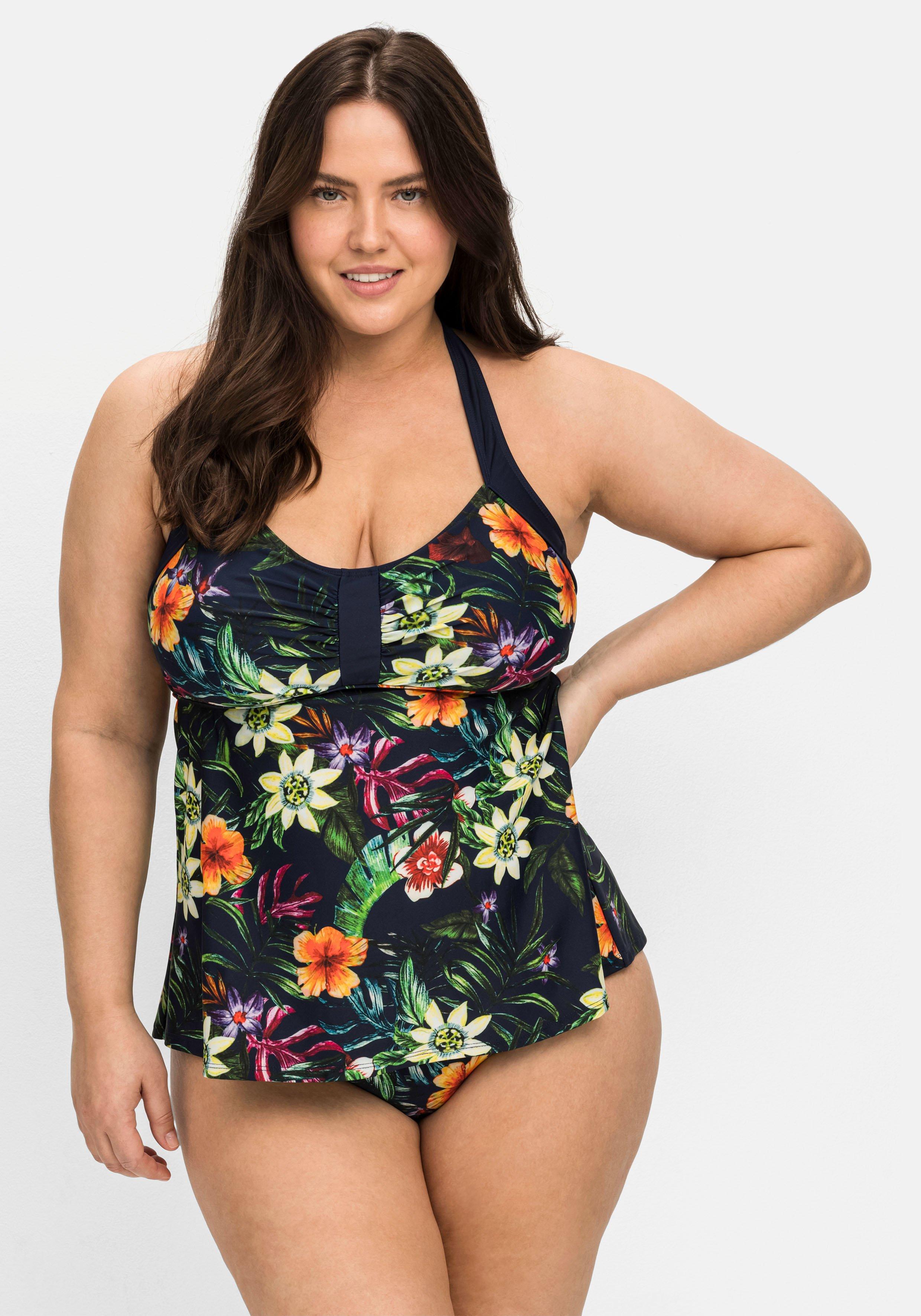 Tankini-Top mit  Blumenprint und Neckholderträgern