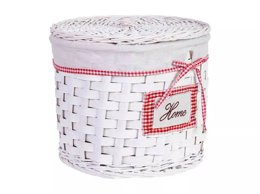 Panier à linge en osier gris 35x35x29h cm
