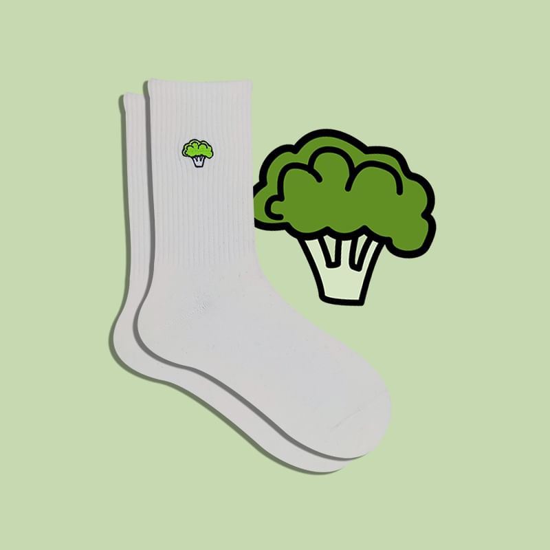 Hazie - Broccoli geborduurde sokken