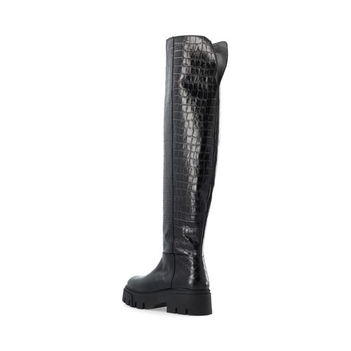 Bianco Kall Over Knee Støvler, Black Croco, 41