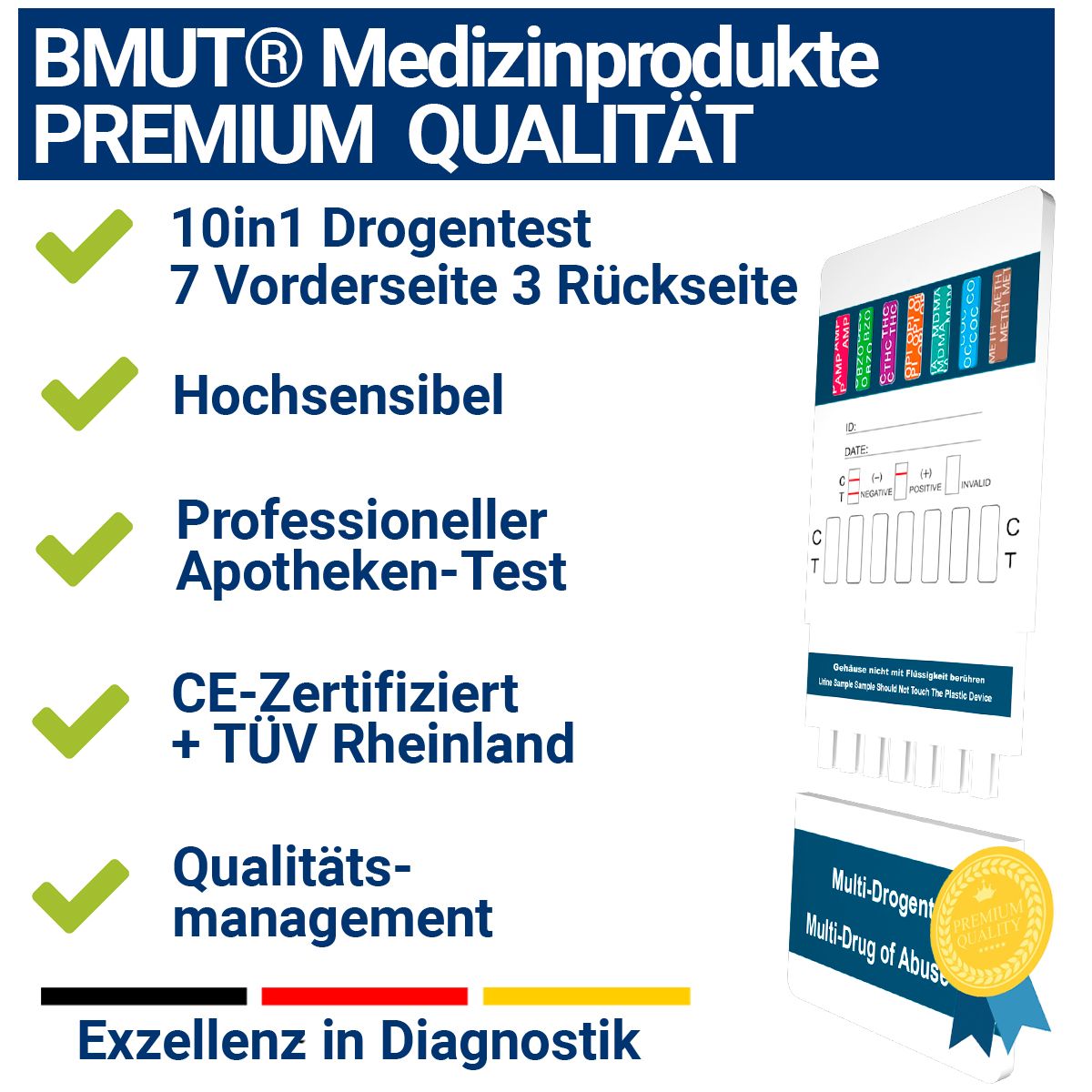 BMUT 10in1 Multi Drogentest Urintest – 10 Drogenarten