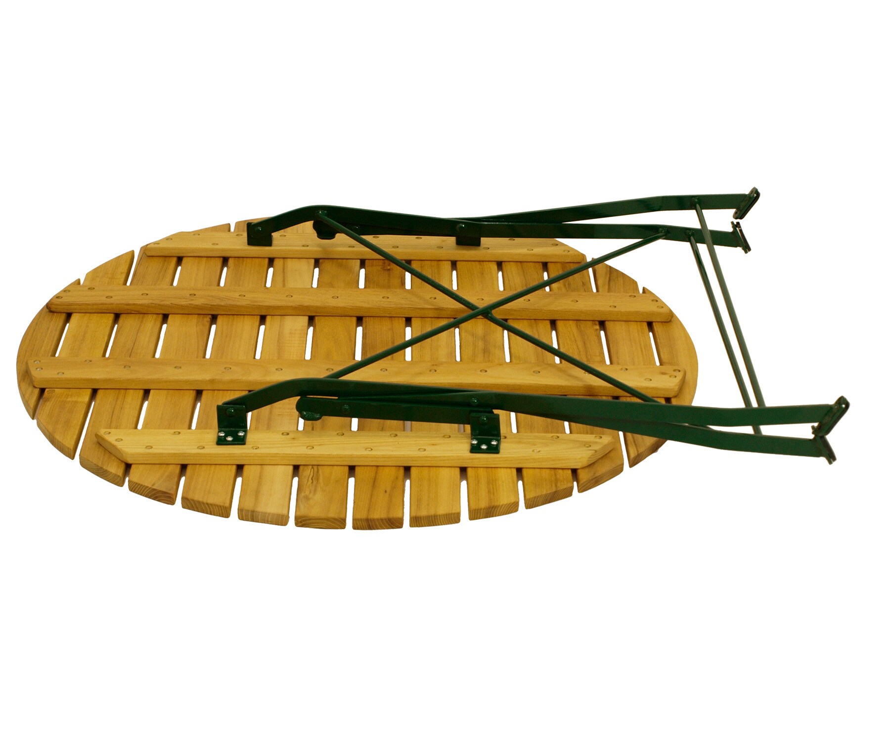 DEGAMO Klapptisch BAD TÖLZ 100cm rund, Flachstahl grün + Robinie