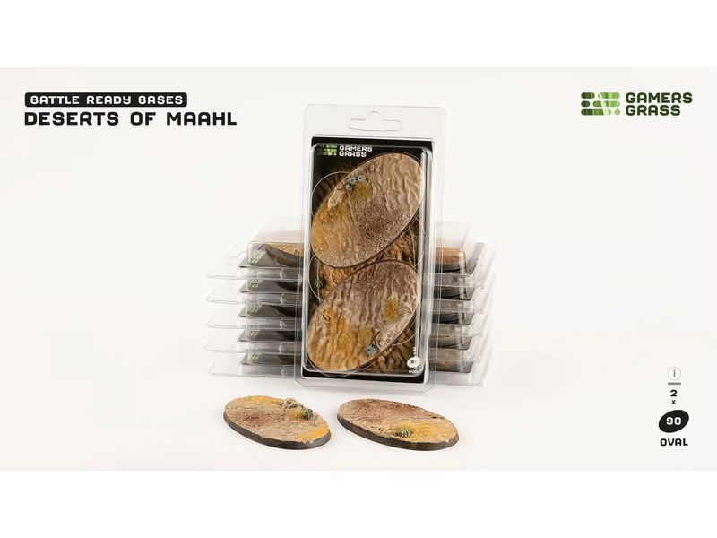 GamersGrass Base Deserts of Maahl oval 90 mm (x2) Hochwertige Bases für den Miniaturenbau