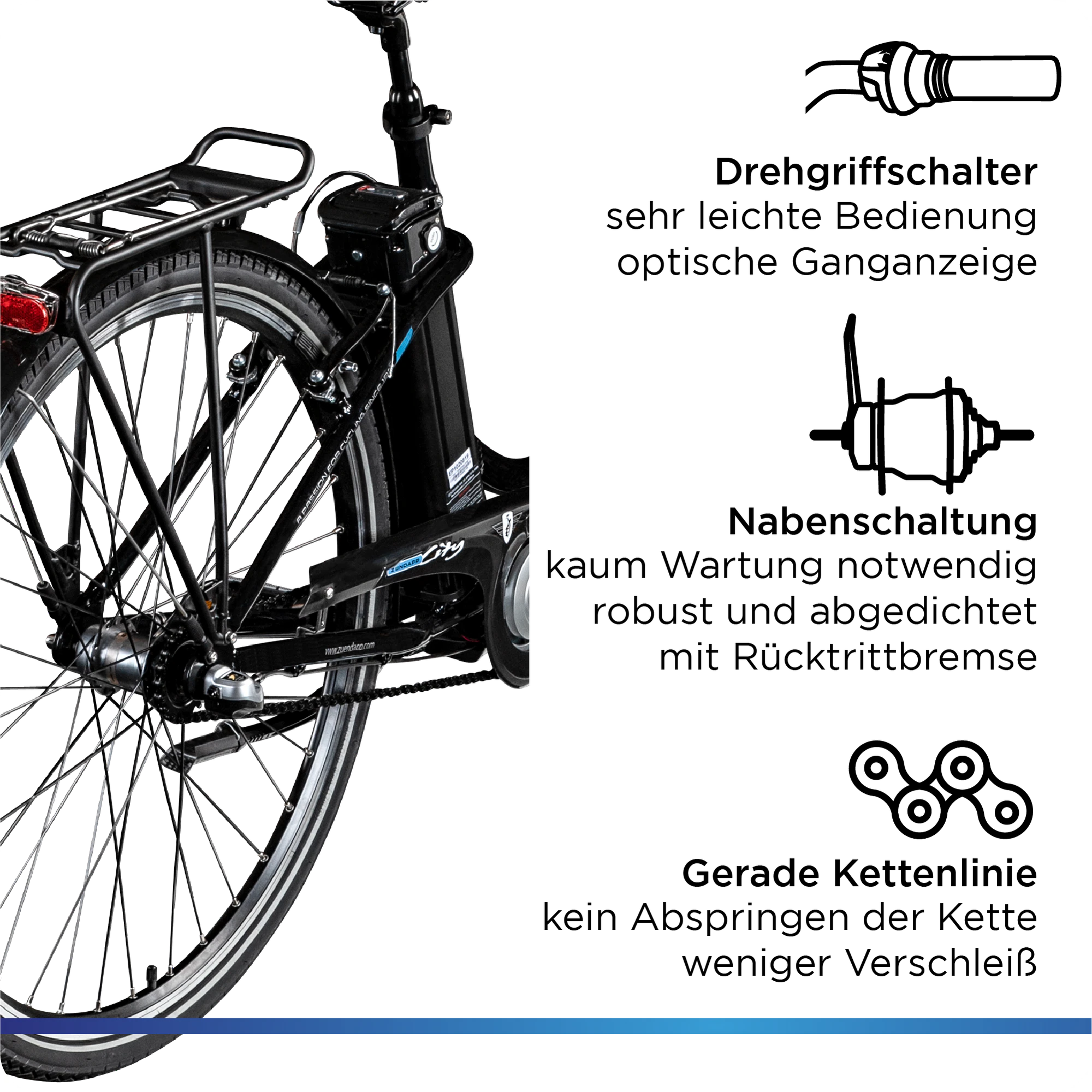 Zündapp Green 2.7 E Bike Damenfahrrad 28 Zoll 150 - 175 cm mit 3 Gang Nabenschaltung und Rücktritt