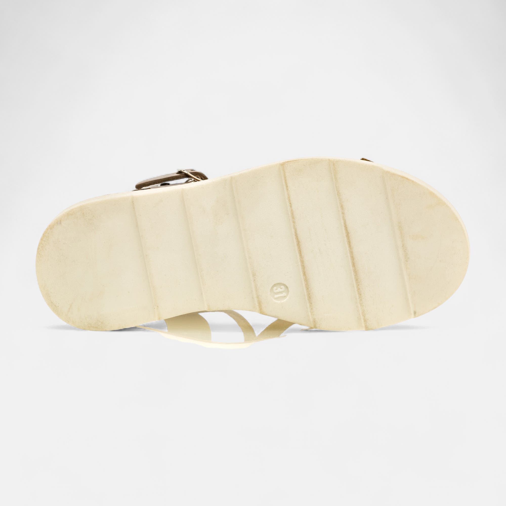 Nu-pieds Fille en cuir kaki
