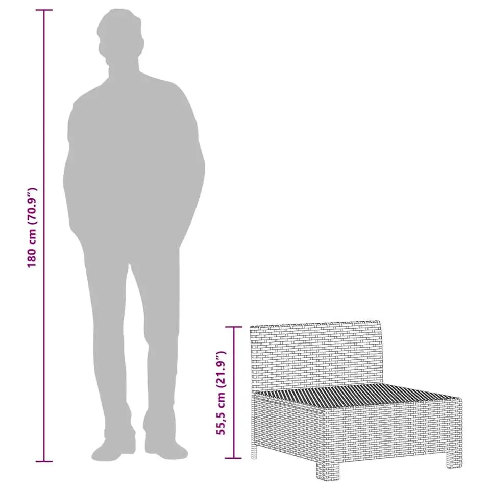 vidaXL - Tuinbank - Grijs - Poly rattan - Met kussens
