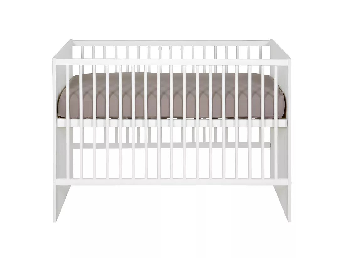 Pack lit bébé à barreaux avec matelas 60x120 cm panneaux de fibres blanc PIXI