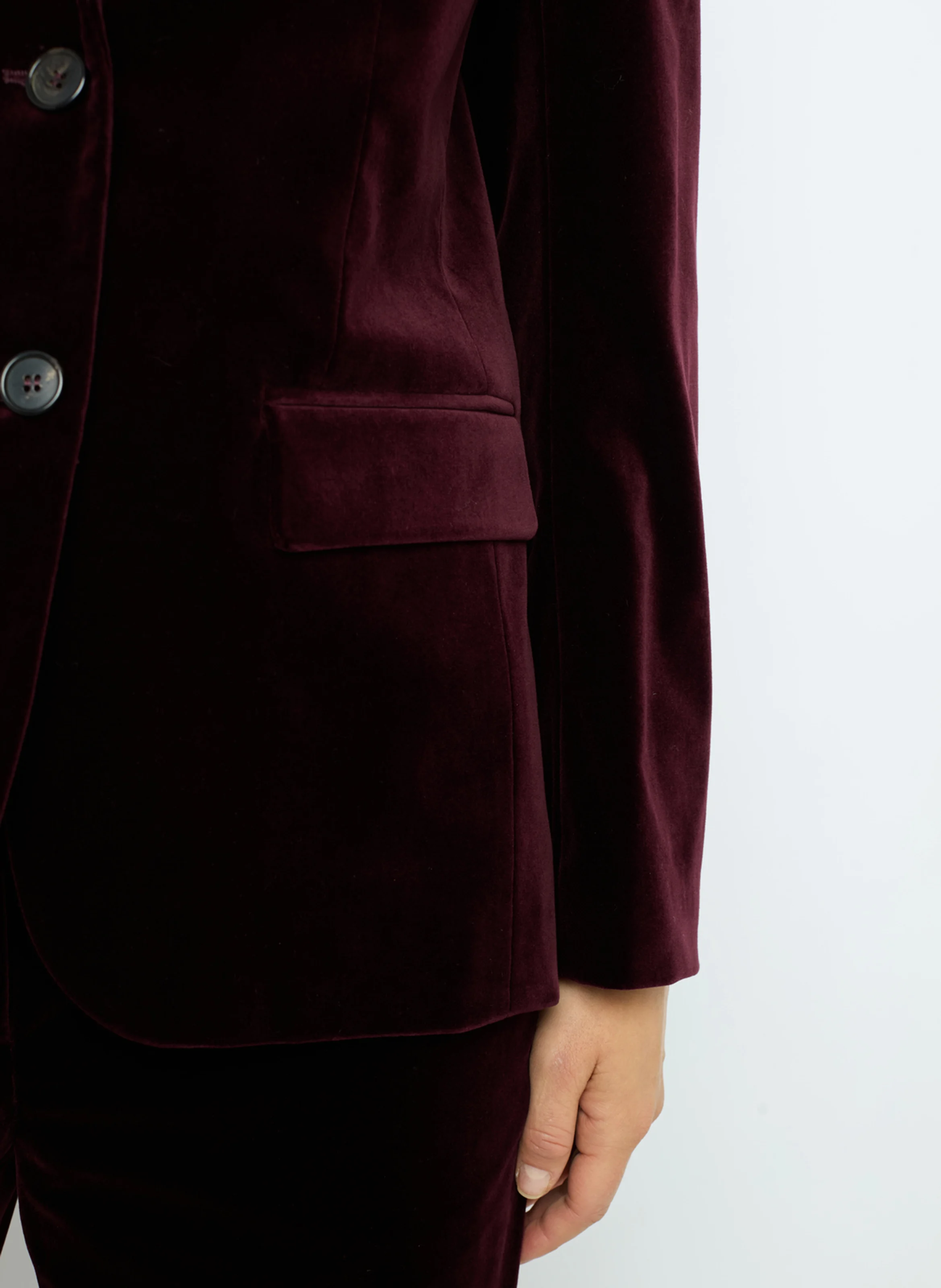 MAEVA - Veste de tailleurs velours en coton mélangé | Rouge
