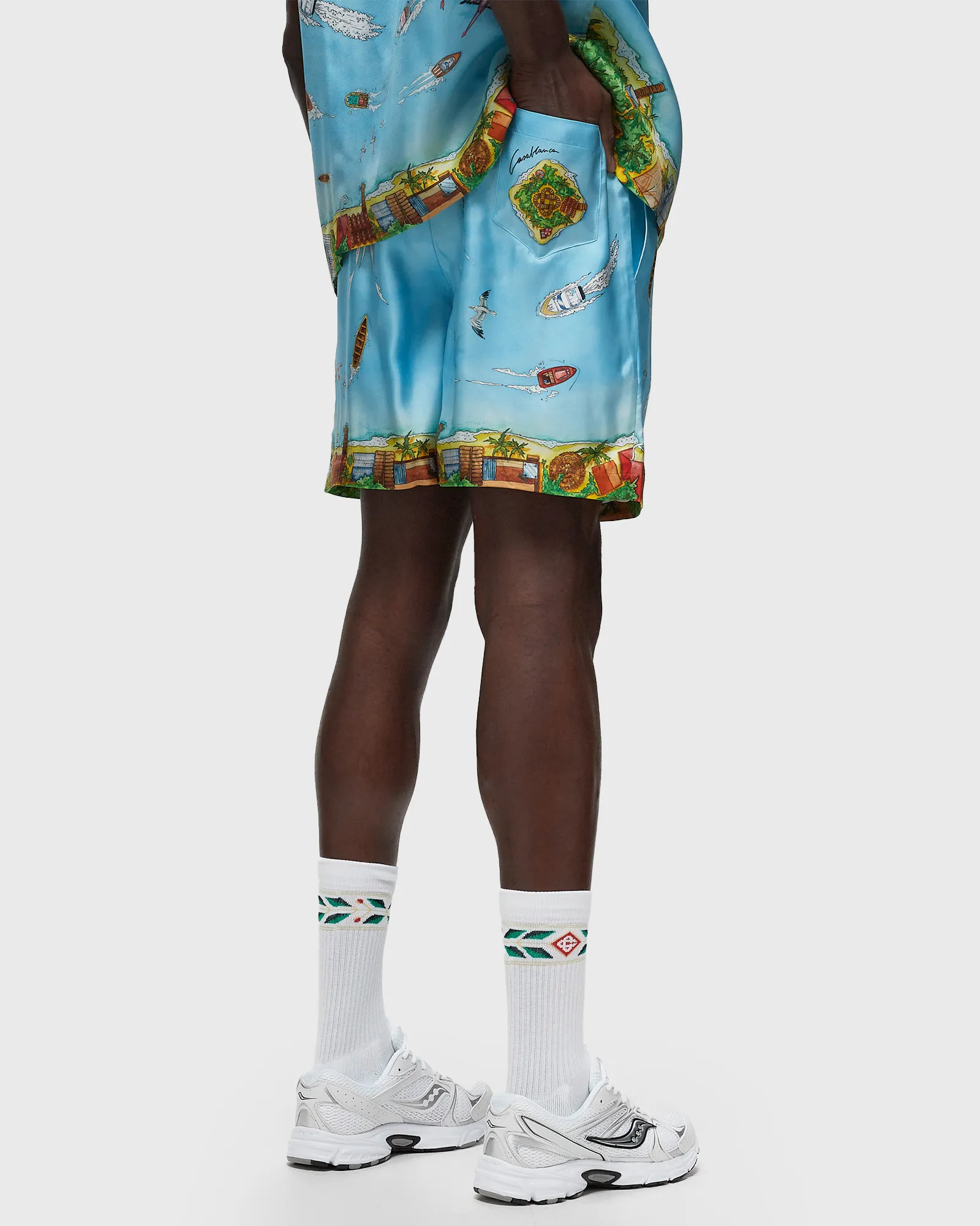Casablanca UNISEX SILK SHORTS WITH DRAWSTRINGS