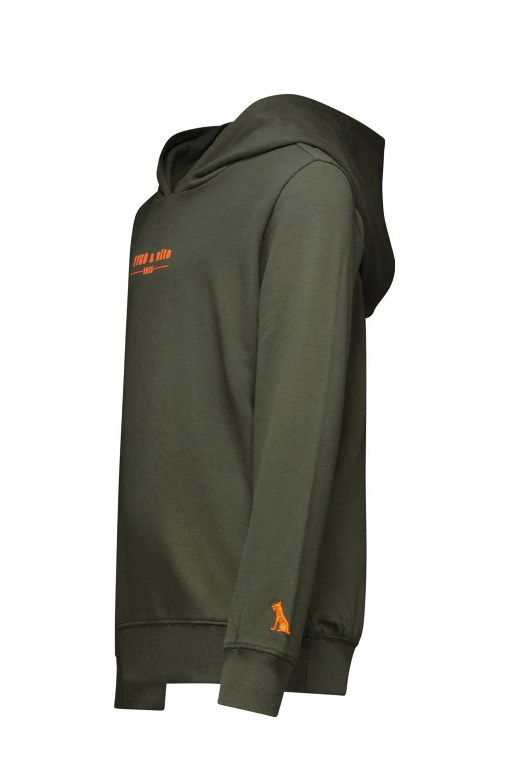 TYGO & vito hoodie Hugo met tekst tijmgroen