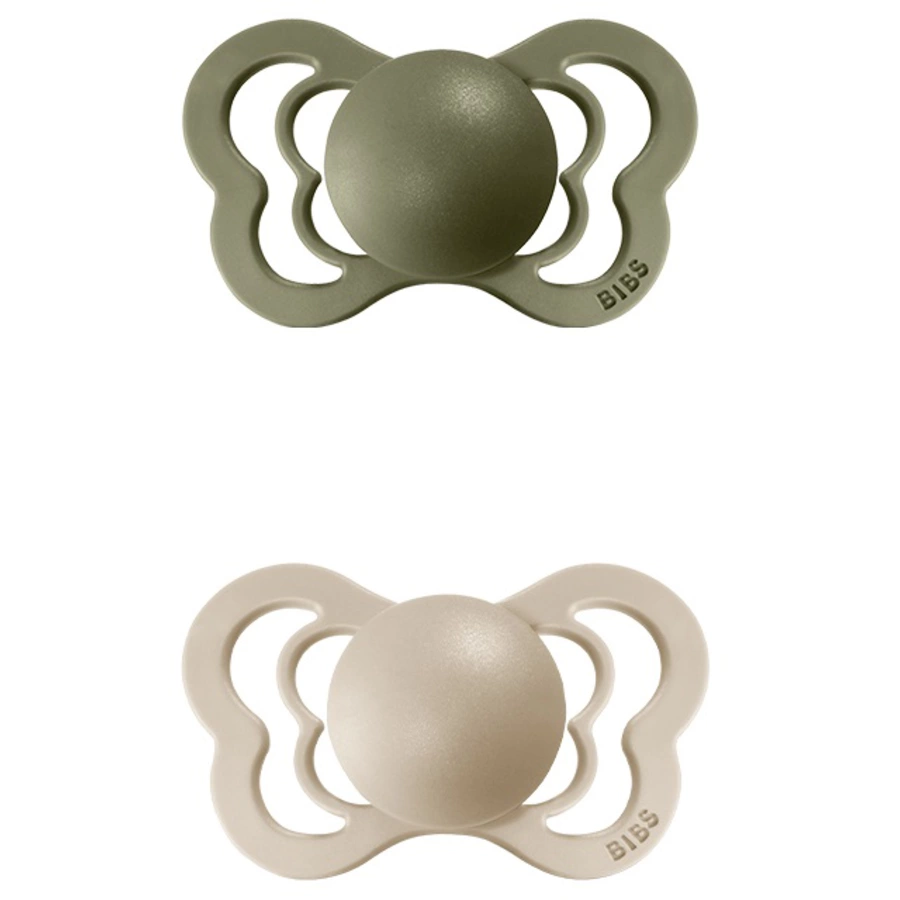 BIBS® Schnuller Couture Olive  Vanilla Silikon 0-6 Monate, 2 Stk.