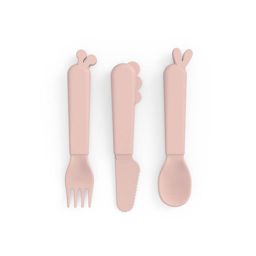 Lot de 3 couverts Kiddish Deer Friends - Rose - Ecru