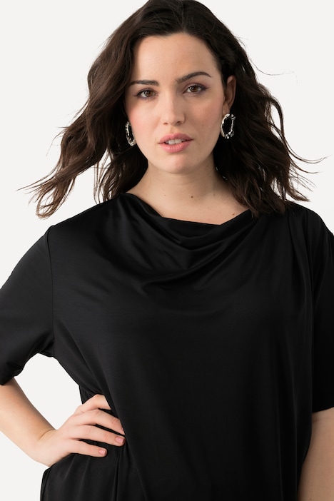 T-Shirt, Lyocell, Wasserfall-Ausschnitt, Halbarm
