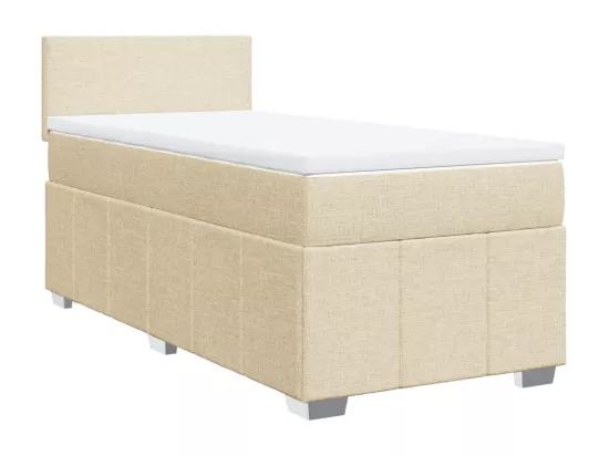 Sommier à lattes de lit et matelas Crème 90x190 cm Tissu