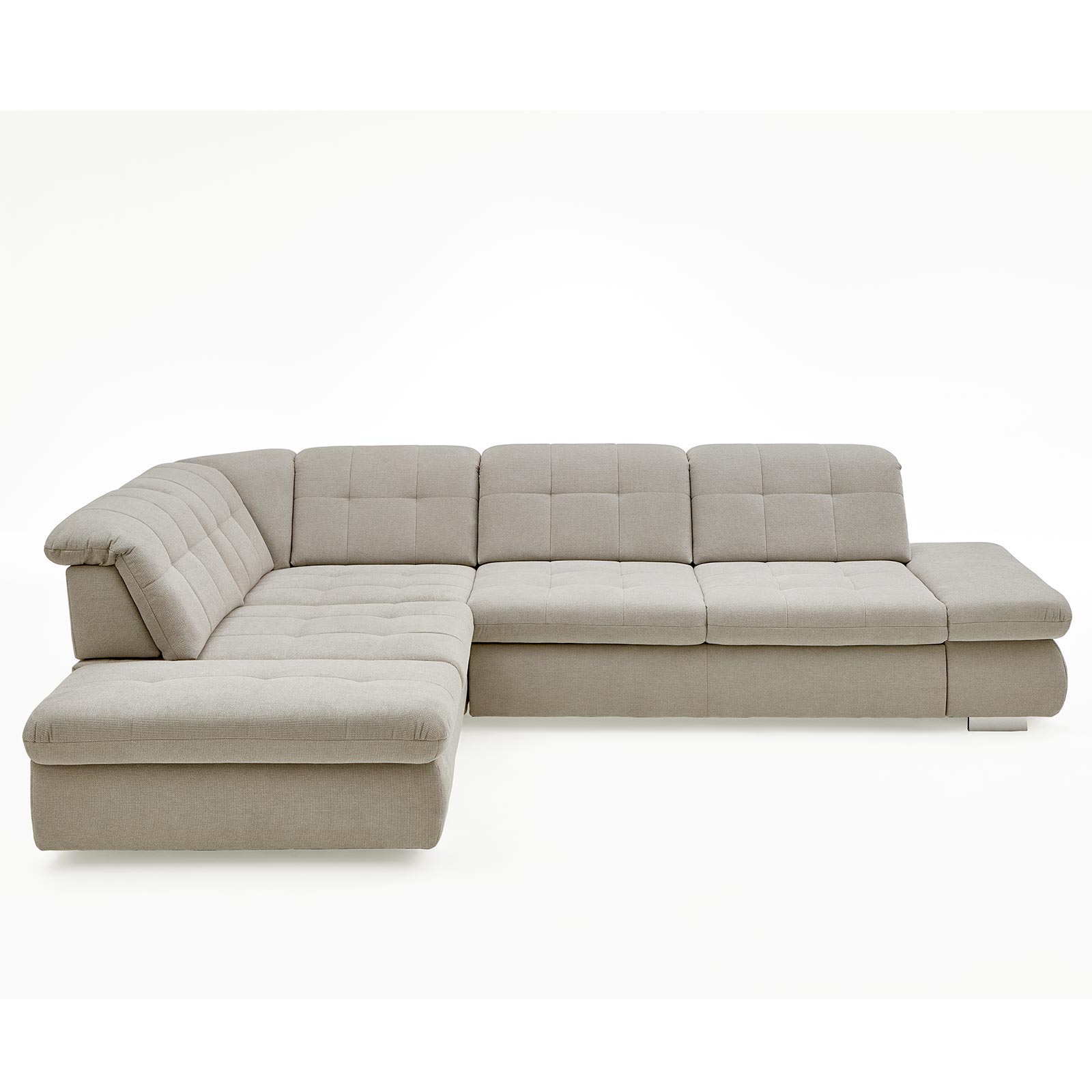 polsterpower Ecksofa - silber - Basismodell - Anstellhocker links